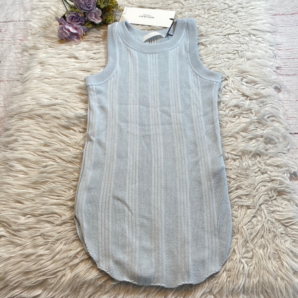 NWT MOUSSY MV Braided Walker Tank Light Blue sz XS